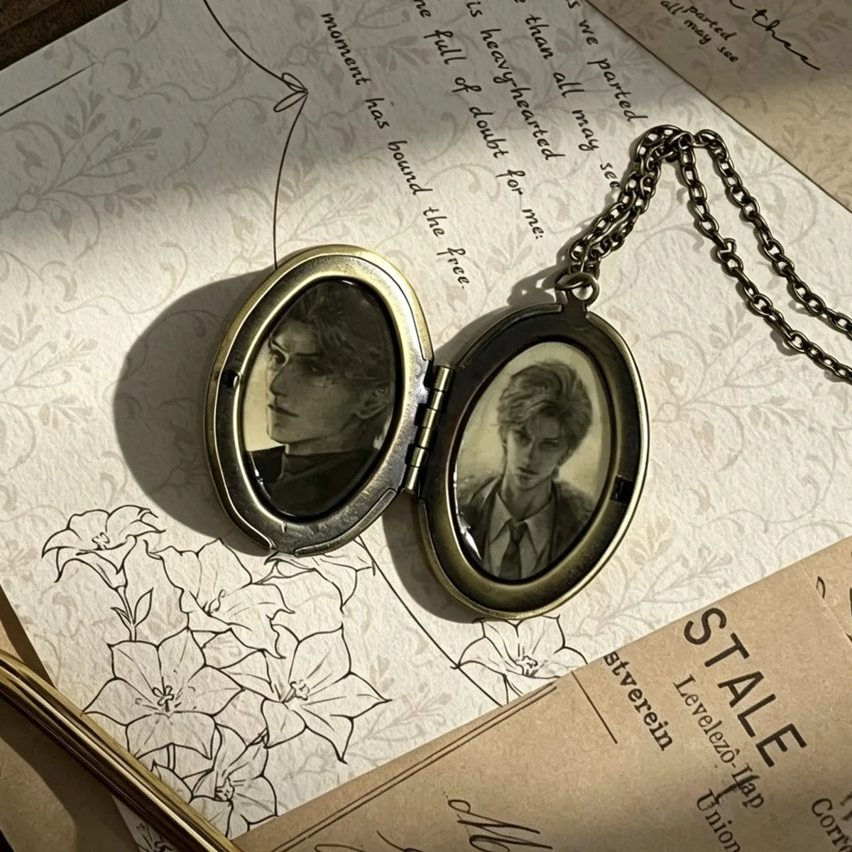 Upload your favorite photos to create a personalized vintage oval photo locket necklace.
