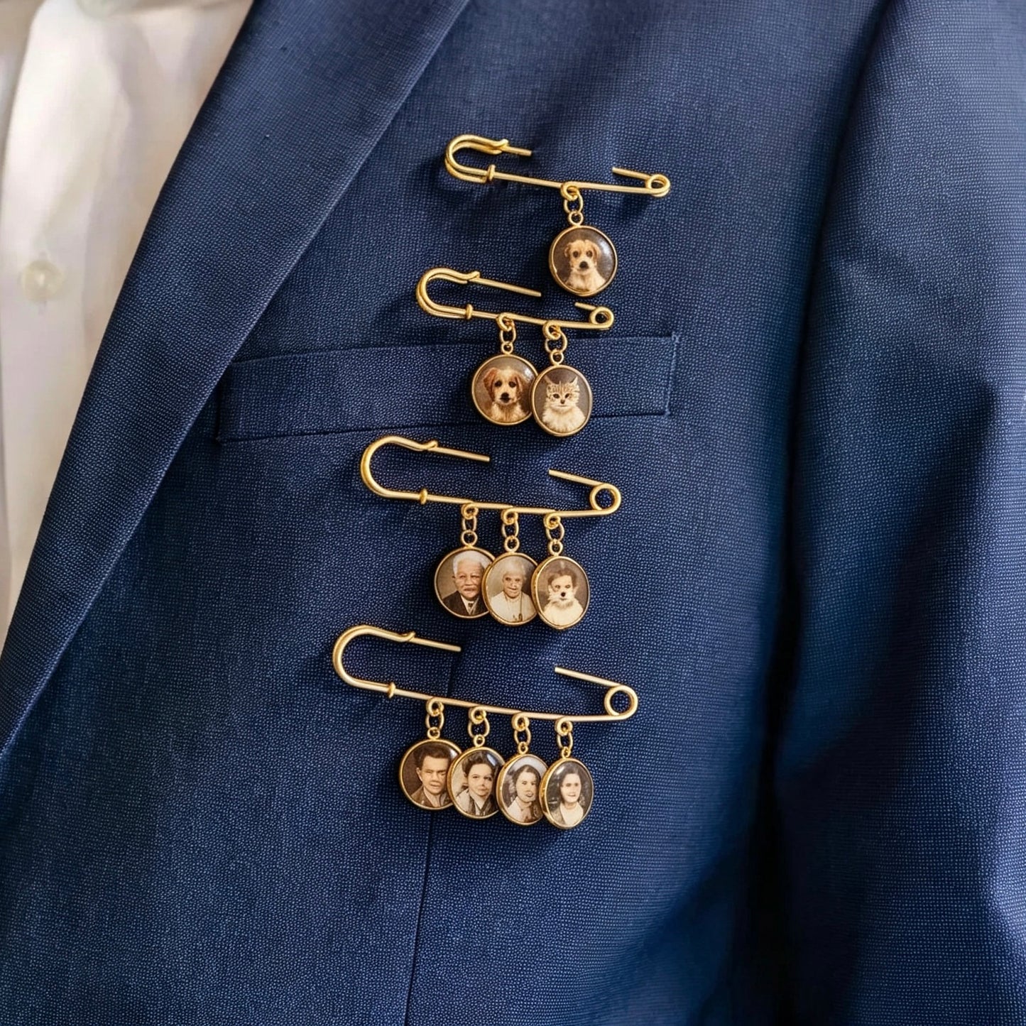 Personalized Wedding Memory Brooch with Photo Charms