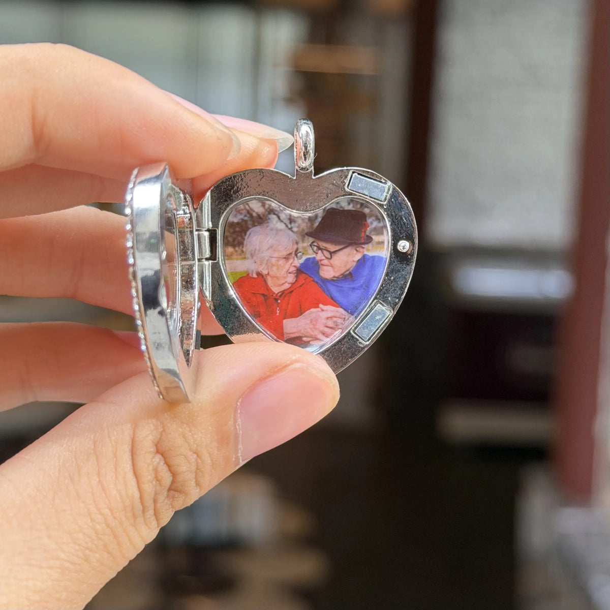 Custom heart photo necklace with personalized picture pendant, romantic memory jewelry gift.