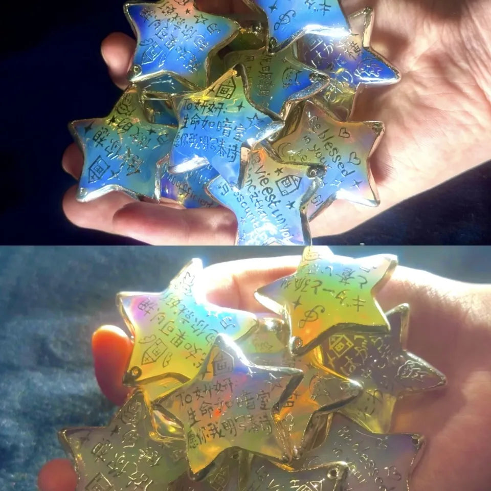 Handmade personalized star ornament with inspirational message, a unique keepsake gift for every special moment.