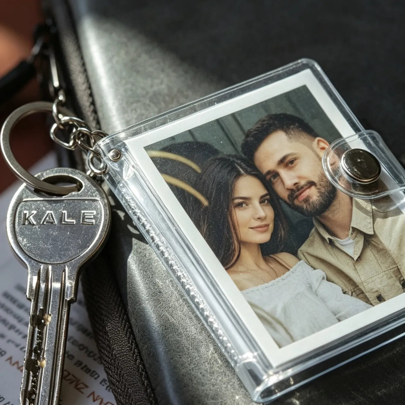 Personalized mini photo album keychain gift for family and couples