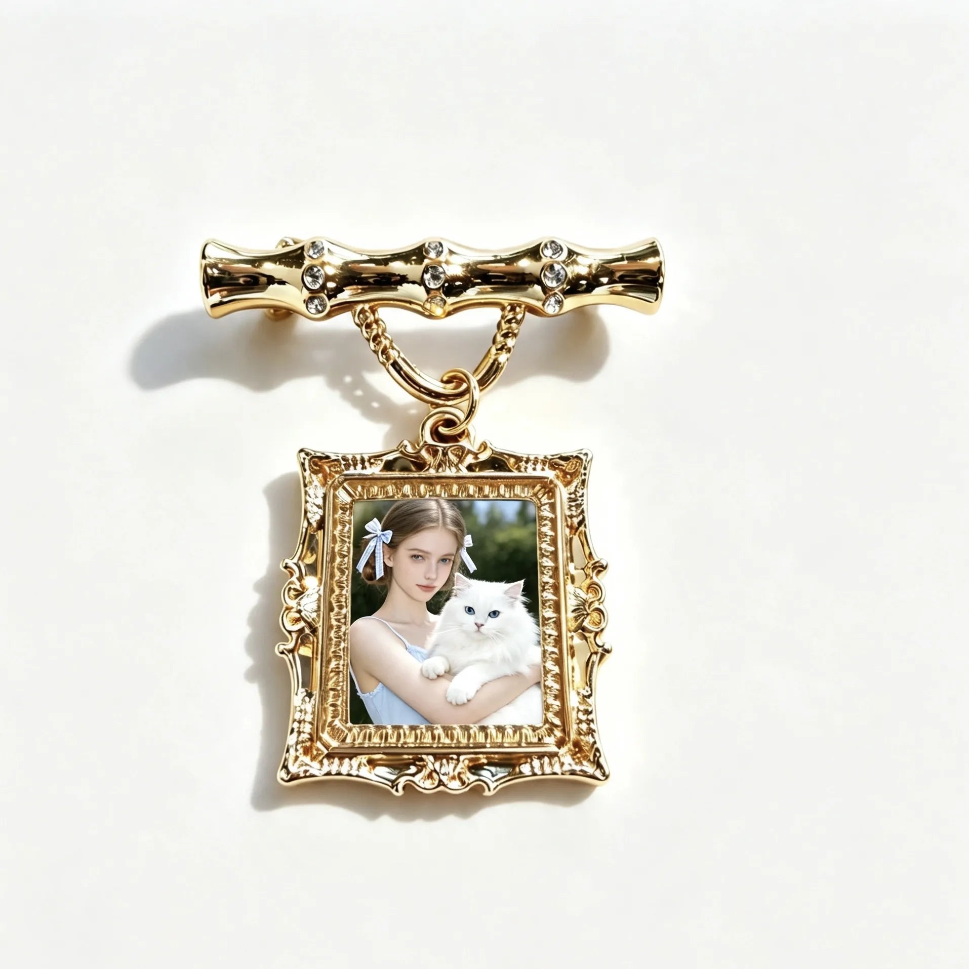 Pet memorial photo brooch keepsake jewelry for dog and cat lovers